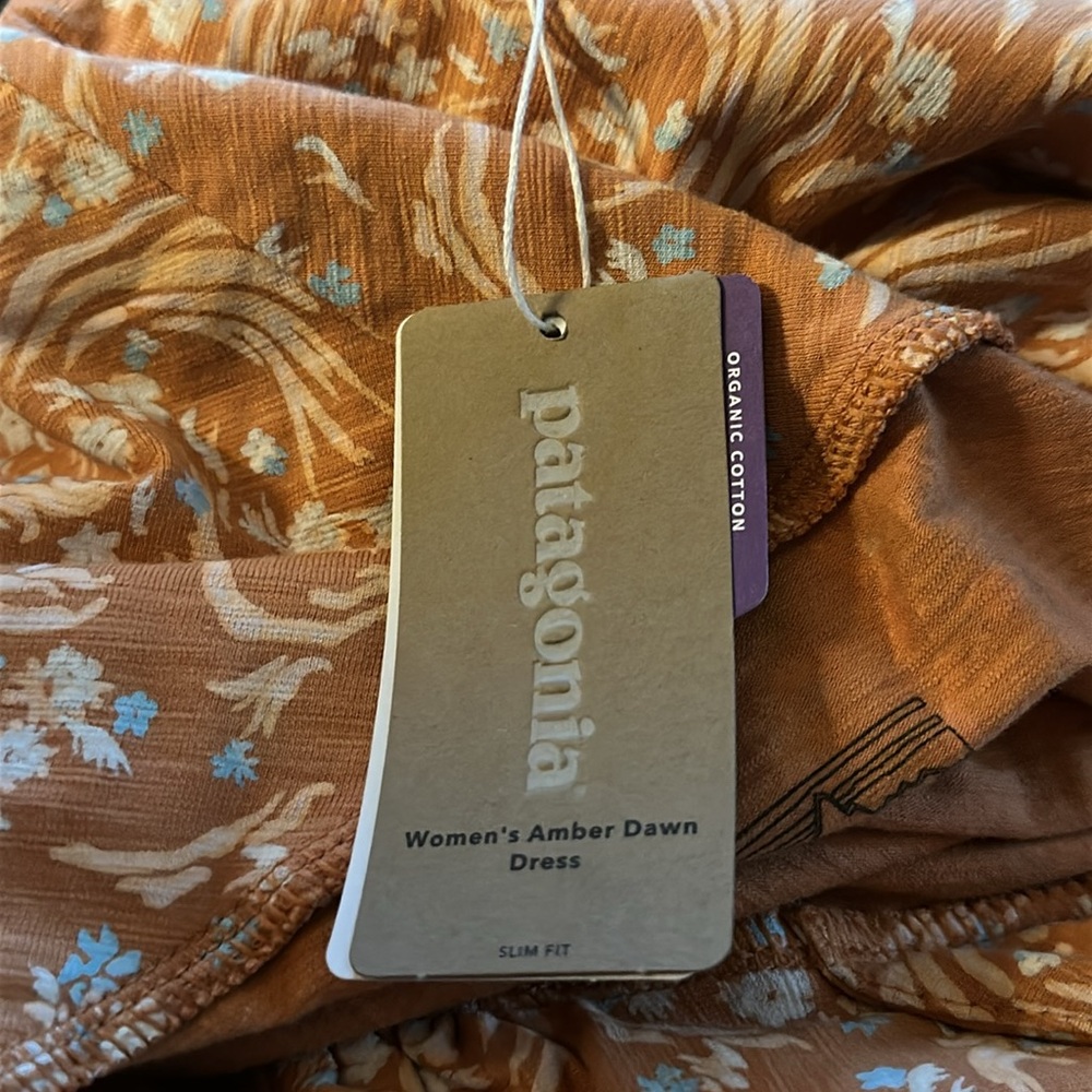 Patagonia Amber Dawn Dress Hillside‎ Trails Toasted Peach Sundress NWT Large - Picture 10 of 13